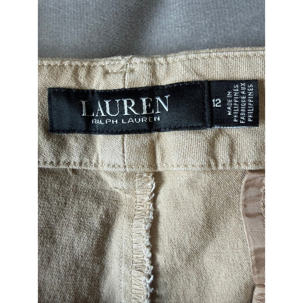 Lauren Ralph Lauren Khaki Chino Shorts Tan Cotton Blend Size 12 Womens - Picture 3 of 3